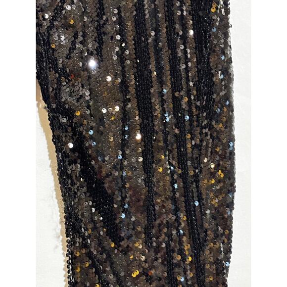 Anna Kaci CA Black Sequin Pants Sz XL Holiday Formal Cocktail Party Glam City - Picture 2 of 9